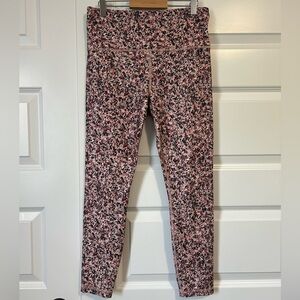 Athleta Elation 7/8 Pink and Black Splatter Print Leggings